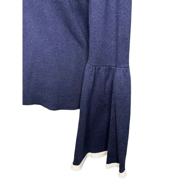 Halogen Women’s XS Sweater Navy Blue Knit Crewneck Bell Sleeves - Picture 4 of 7